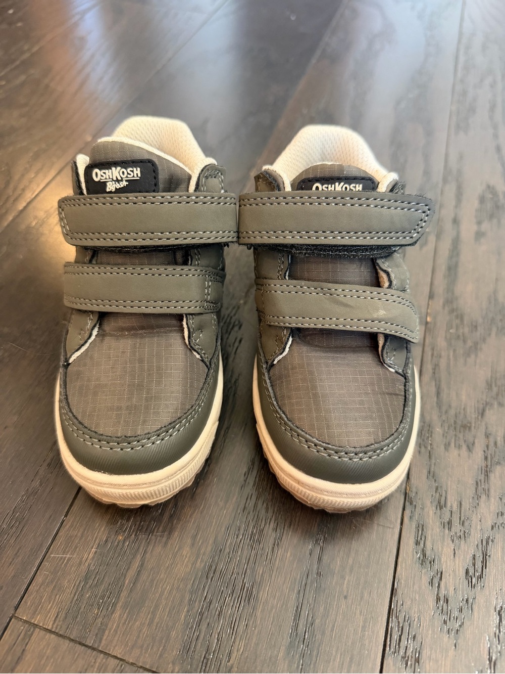 OshKosh B'gosh Olive Green and White Kids Velcro Sneakers